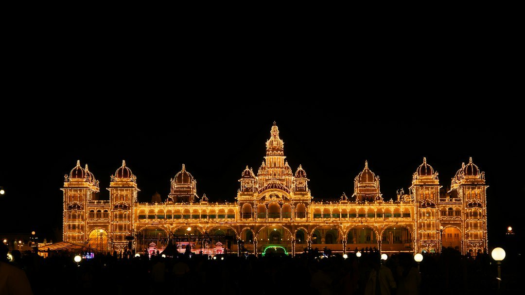 Front view of Mysore Palace (Amba Vilas Palace) in Mysuru, Karnataka